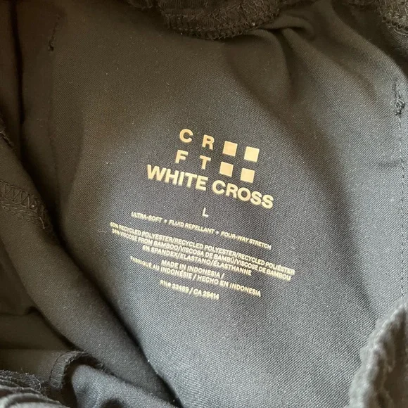 White Cross High Waisted/High Low Ankle Scrub Bottom Black - Picture 3 of 8